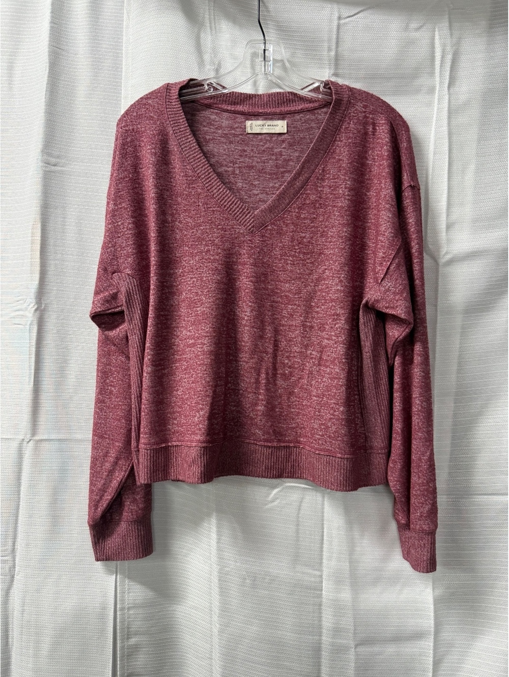 Lucky Brand Women's Medium V-Neck Pullover Sweater in Burgundy